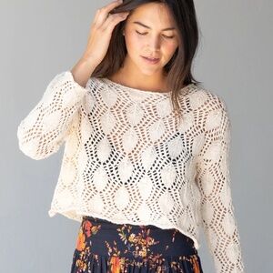 NATURAL LIFE Cream Open-Knit Sweater